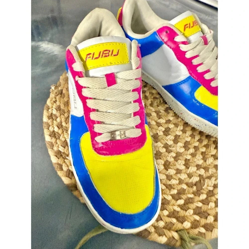 FUBU Y2K Colorblock Sneakers Athletic‎ Shoes Retro Style Yellow Blue Pink